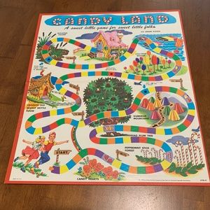 1962 Candy Land Milton Bradley Board Game Replacement Board Only 4700-X Red Back